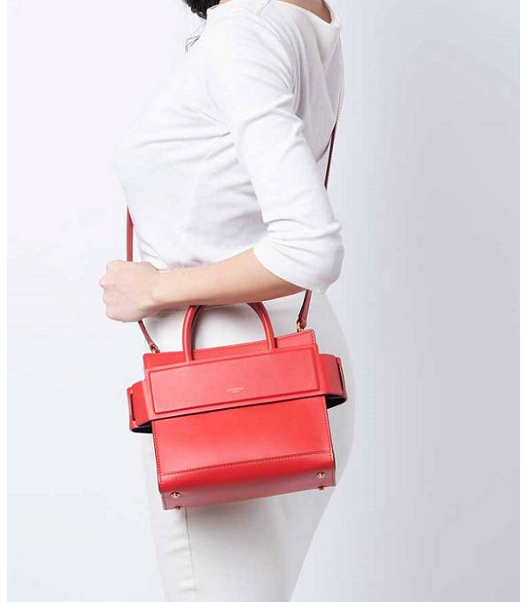 Givenchy Horizon Red Original Plain Calfskin Leather 21cm Top Handle Shoulder Bag