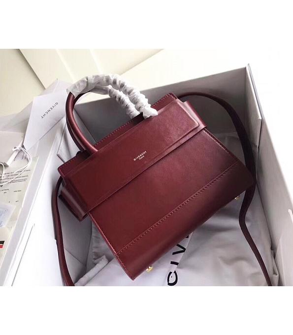 Givenchy Horizon Wine Red Original Plain Real Leather 21cm Top Handle Shoulder Bag