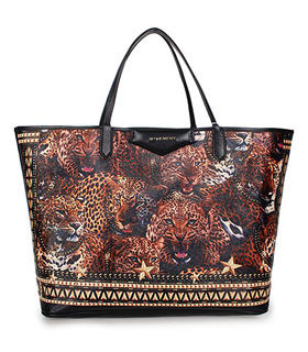 Givenchy Large Antigona Shopping Bag Printed Leopard Black Leather