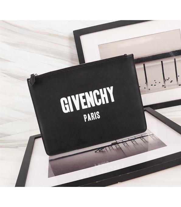 Givenchy Logo Print Black Original Real Leather Zipper Pouch
