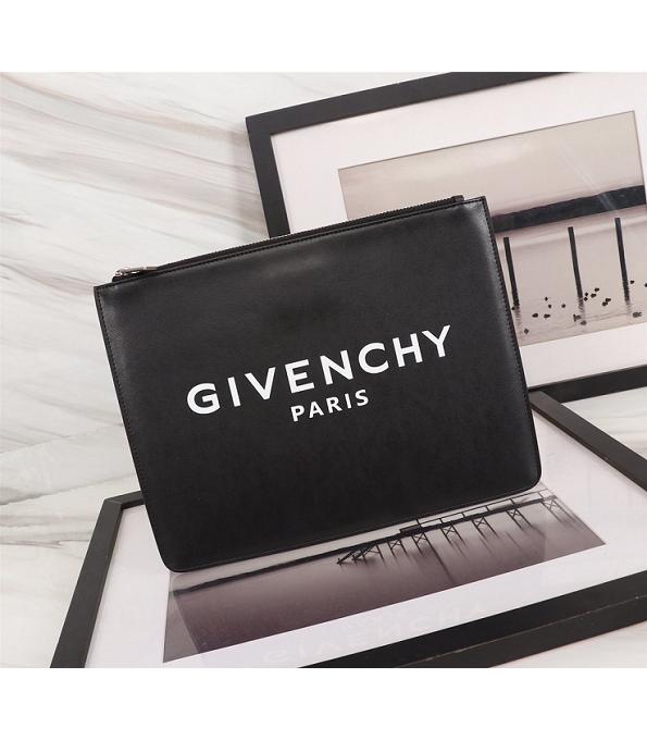 Givenchy Logo Print Black Original Real Leather Zipper Pouch