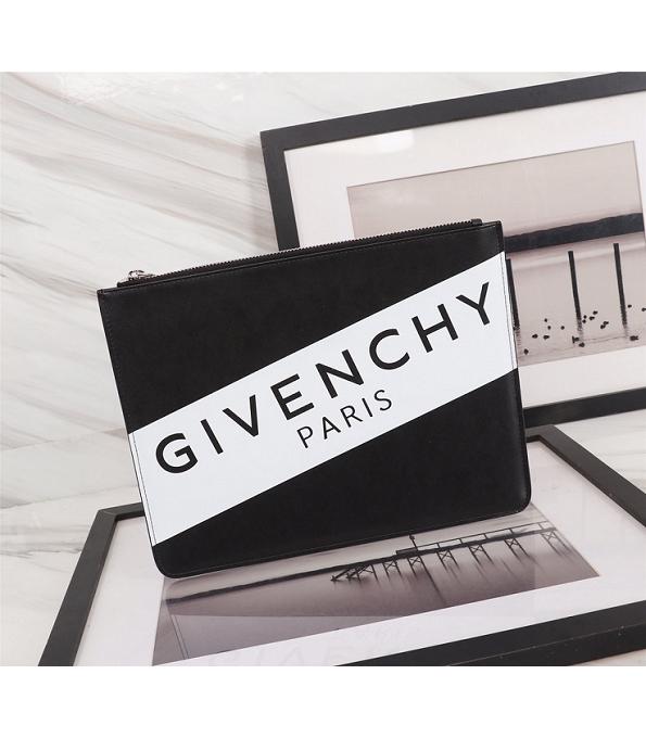 Givenchy Logo Print Black/White Original Real Leather Zipper Pouch
