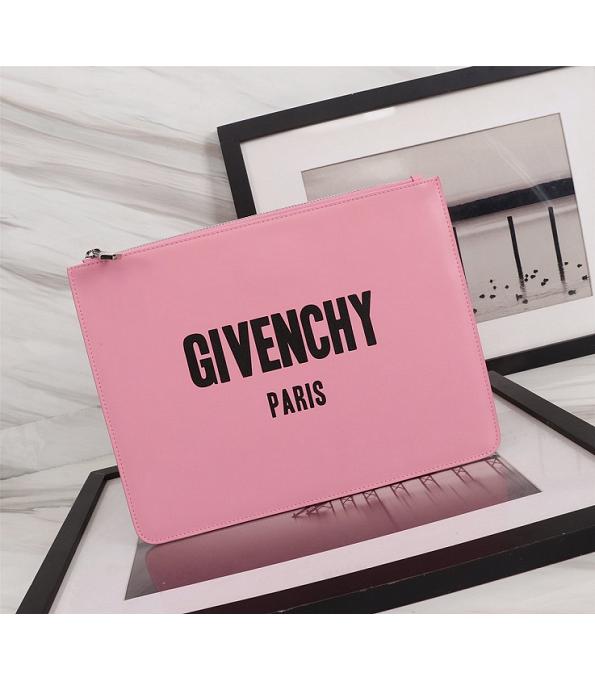 Givenchy Logo Print Pink Original Real Leather Zipper Pouch