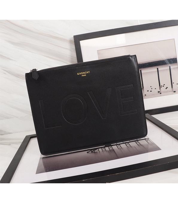 Givenchy Love Black Original Real Leather Zipper Pouch