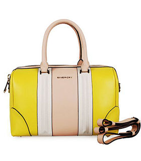 Givenchy Lucrezia Boston Bag Lemon Yellow/White/Pink Leather