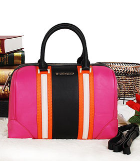 Givenchy Lucrezia Small Boston Bag Fuchsia/Orange/Light Pink/Black Original Leather