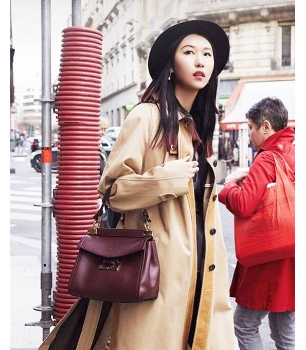 Givenchy Mystic Wine Red Original Calfskin Leather Mini Top Handle Shoulder Bag