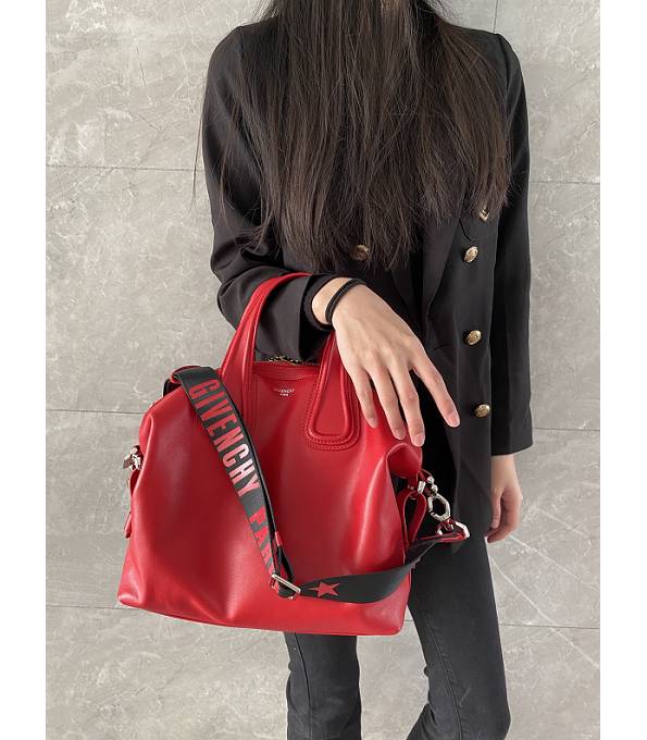 Givenchy Nightingale Red Original Plain Veins Calfskin Leather 28cm Tote Bag
