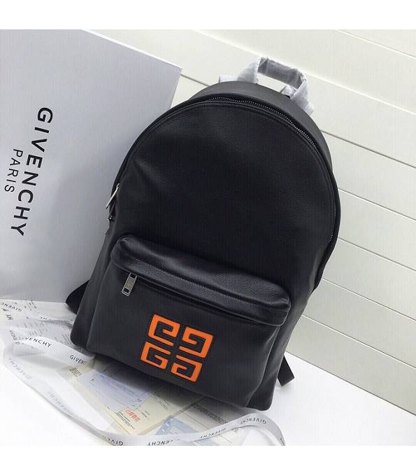 Givenchy Orange Logo Black Original Calfskin Leather Backpack