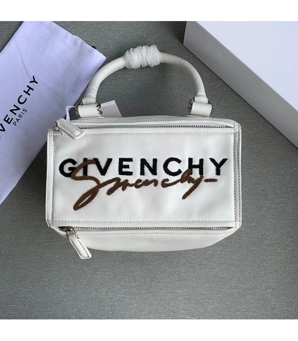 Givenchy Pandora Embroidery White Original Lambskin Leather 27cm Small Handle Shoulder Bag