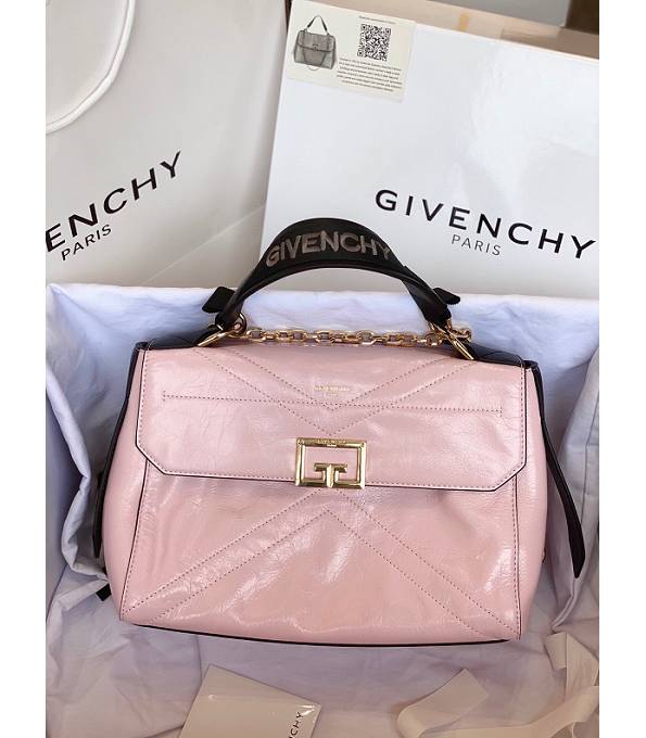 Givenchy Pink Original Aged Wrinkle Calfskin Leather Golden Metal Medium ID Crossbody Bag