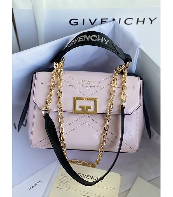 Givenchy Pink Original Aged Wrinkle Calfskin Leather Golden Metal Small ID Crossbody Bag