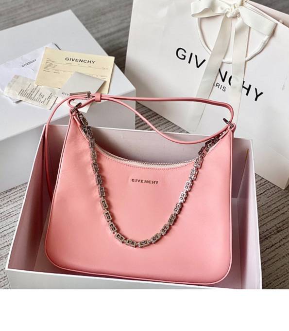 Givenchy Pink Original Plain Real Leather Medium Moon Cut Hobo Bag