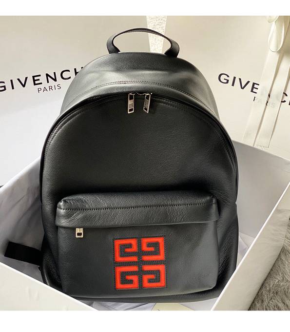 Givenchy Red Logo Black Original Napa Calfskin Leather Backpack