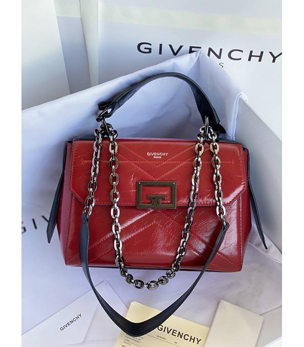 Givenchy Red Original Aged Wrinkle Calfskin Leather Silver Metal Small ID Crossbody Bag