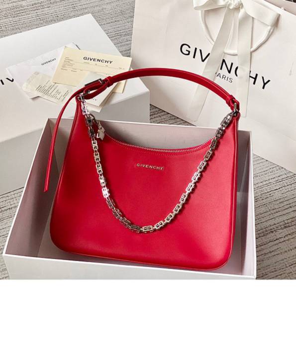 Givenchy Red Original Plain Real Leather Small Moon Cut Hobo Bag