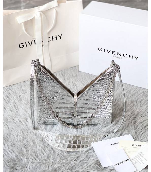 Givenchy Silver Original Croc Veins Leather Cut Out Bag-1
