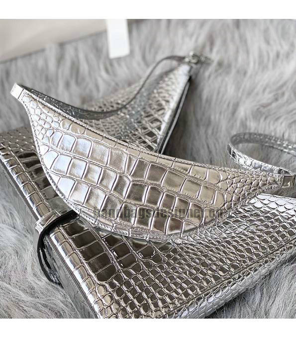 Givenchy Silver Original Croc Veins Leather Cut Out Bag-6