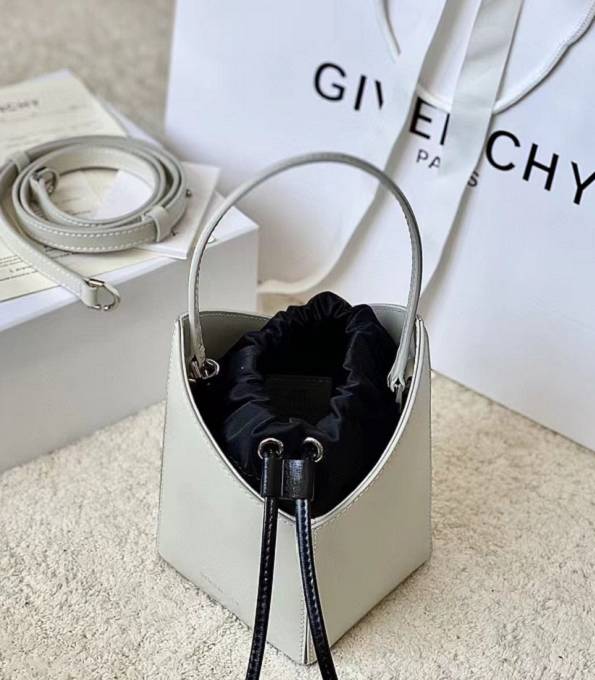 Givenchy White Original Plain Real Leather Mini Cutout Drawstring Bucket Bag