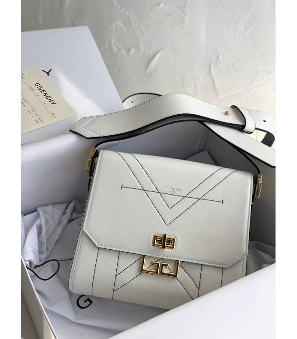 Givenchy White Original Plain Veins Leather 24cm Small Eden Shoulder Bag