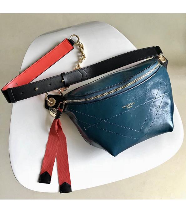 Givenchy Wpip Blue Original Oil Wax Real Leather Bond Belt Bag
