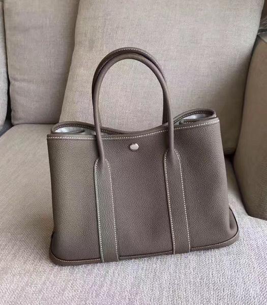Hermes 30cm Garden Party Tote Bag Grey Imported Togo Leather