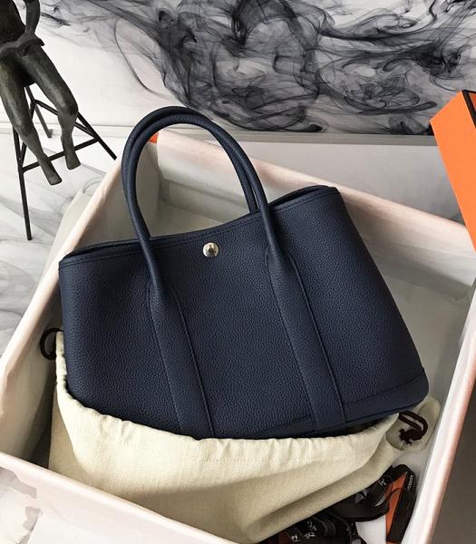 Hermes 32cm Garden Party Tote Bag Dark Blue Imported Leather