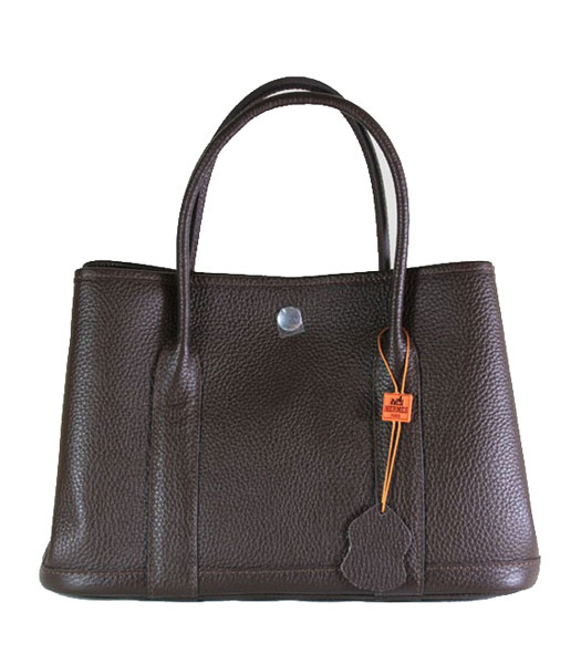 Hermes 32cm Small Garden Party Bag in Dark Coffee Togo Leather