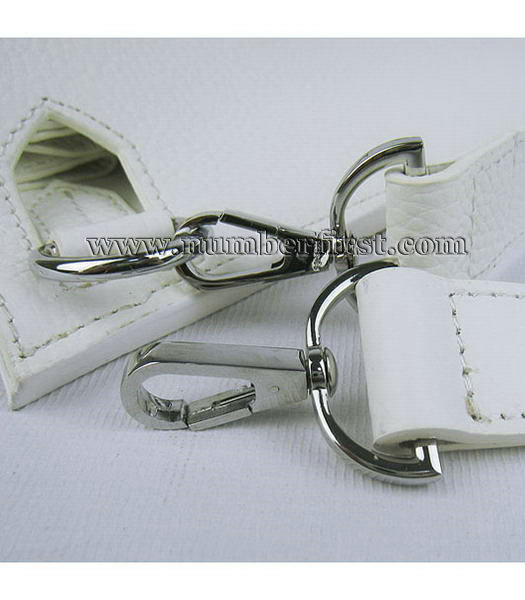 Hermes 34cm Unisex Jypsiere Calfskin Leather Bag White with Silver Metal-7