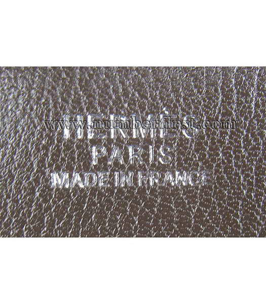 Hermes 34cm Unisex Jypsiere Togo Leather Bag Dark Coffee with Silver Metal-8