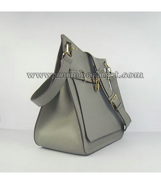 Hermes 34cm Unisex Jypsiere Togo Leather Bag Dark Grey with Golden Metal-1