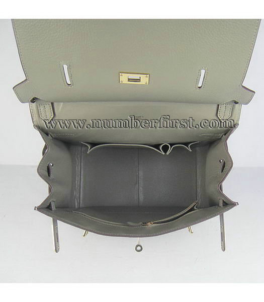Hermes 34cm Unisex Jypsiere Togo Leather Bag Dark Grey with Golden Metal-5