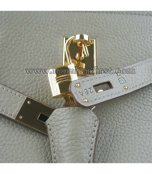 Hermes 34cm Unisex Jypsiere Togo Leather Bag Dark Grey with Golden Metal-6