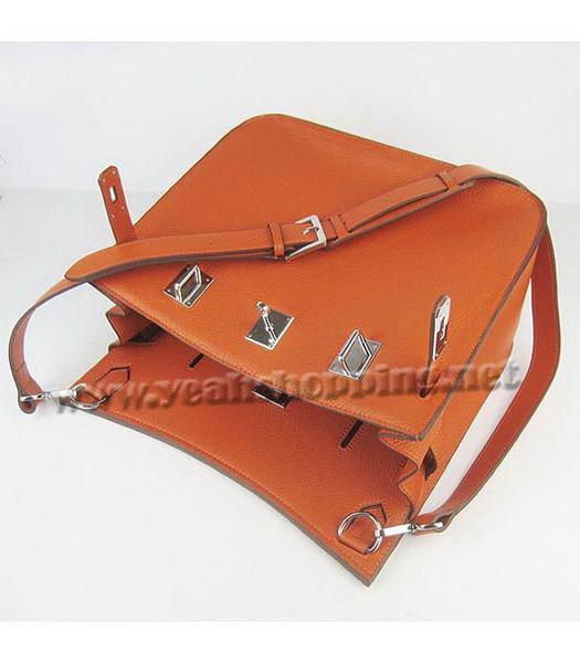 Hermes 34cm Unisex Jypsiere Togo Leather Bag Orange with Silver Metal-4