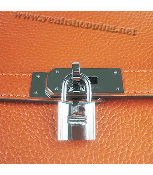 Hermes 34cm Unisex Jypsiere Togo Leather Bag Orange with Silver Metal-5