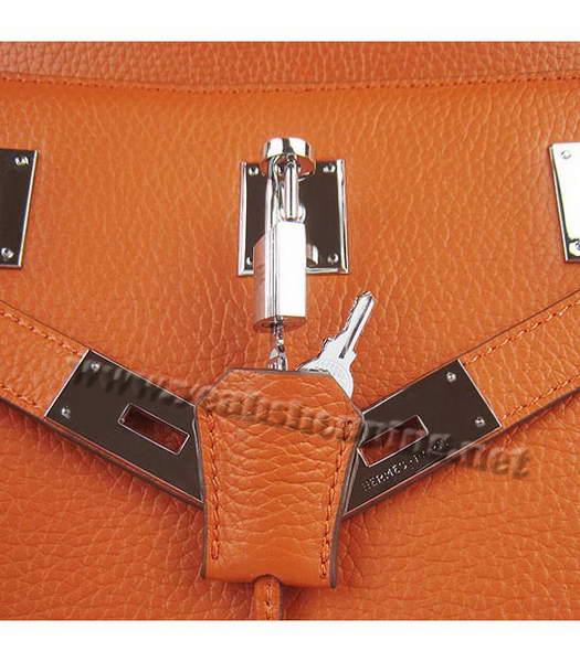 Hermes 34cm Unisex Jypsiere Togo Leather Bag Orange with Silver Metal-6