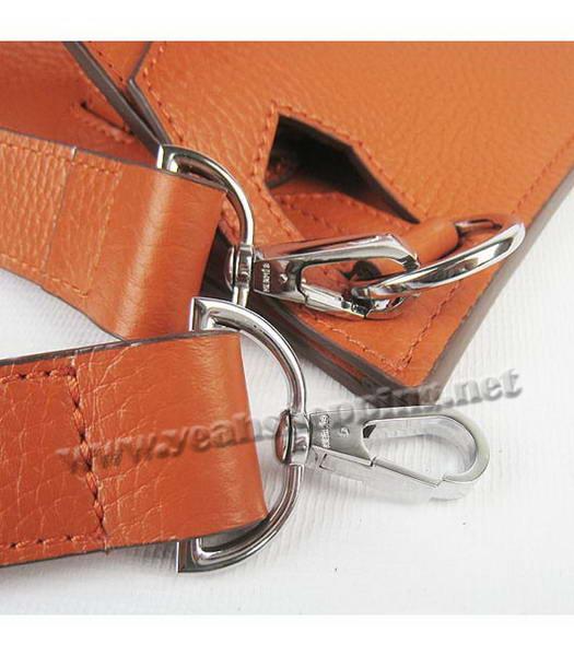 Hermes 34cm Unisex Jypsiere Togo Leather Bag Orange with Silver Metal-7