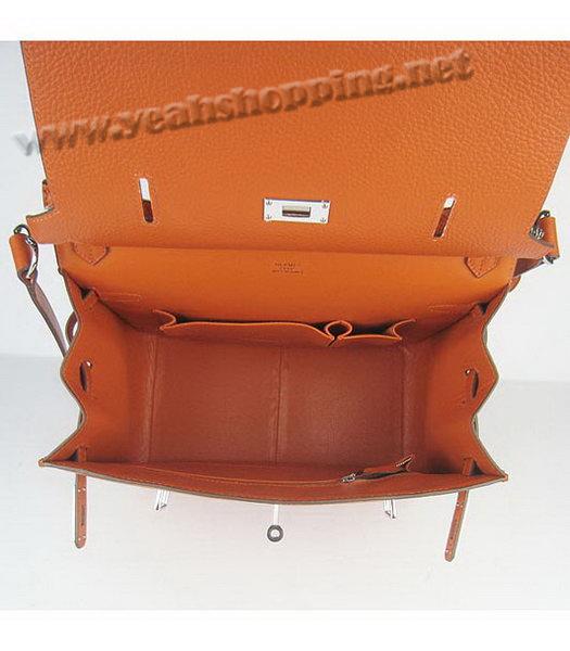 Hermes 34cm Unisex Jypsiere Togo Leather Bag Orange with Silver Metal-8