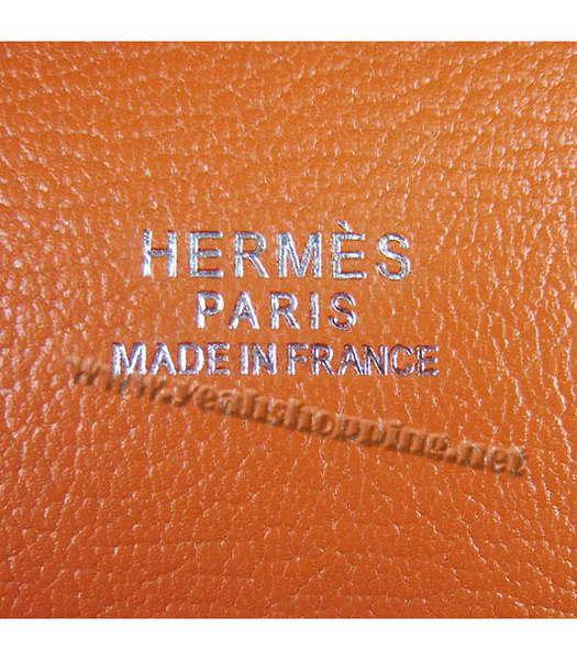 Hermes 34cm Unisex Jypsiere Togo Leather Bag Orange with Silver Metal-9