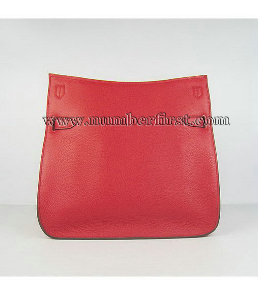 Hermes 34cm Unisex Jypsiere Togo Leather Bag Red with Silver Metal-2