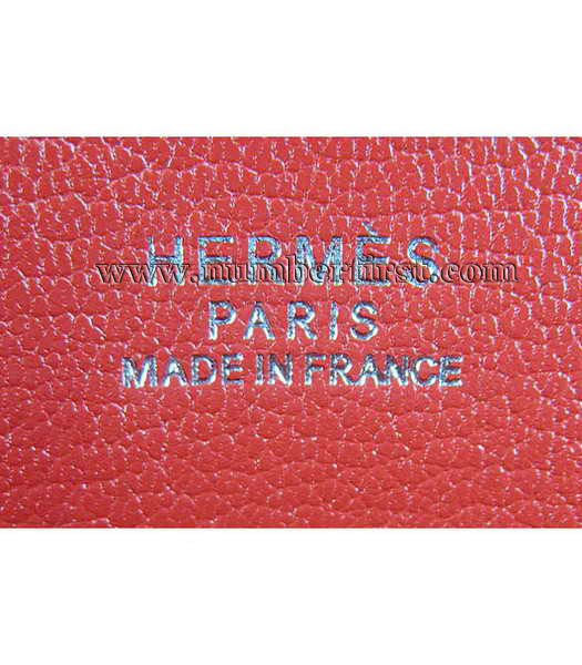 Hermes 34cm Unisex Jypsiere Togo Leather Bag Red with Silver Metal-8