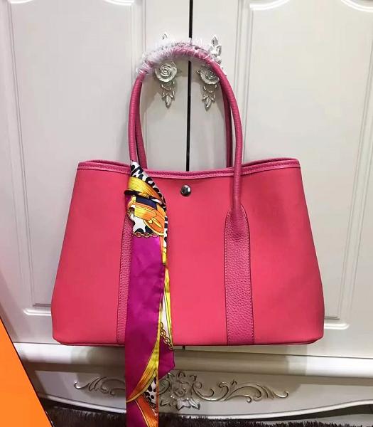 Hermes 36cm Garden Party Tote Bag With Rose Red Leather