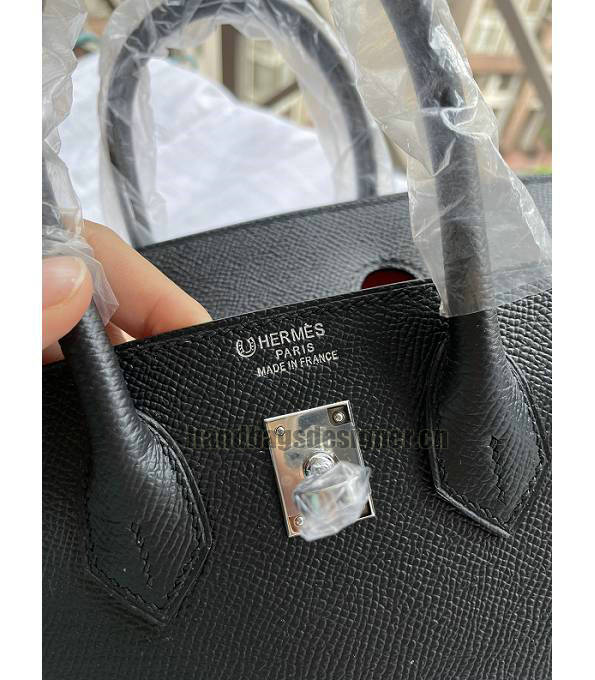 Hermes Birkin 25cm Bag Black Original Epsom Leather Silver Metal-3