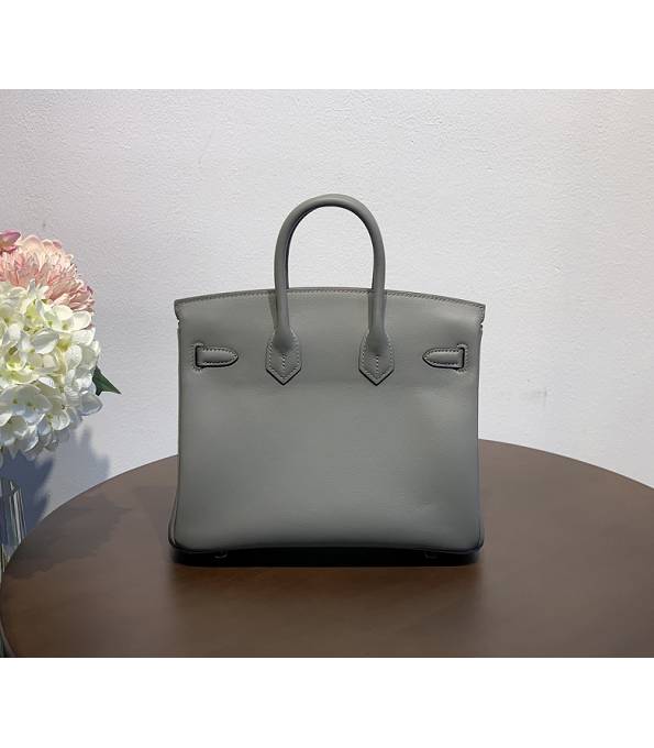 Hermes Birkin 25cm Bag Etain Grey Original Swift Leather Golden Metal-1