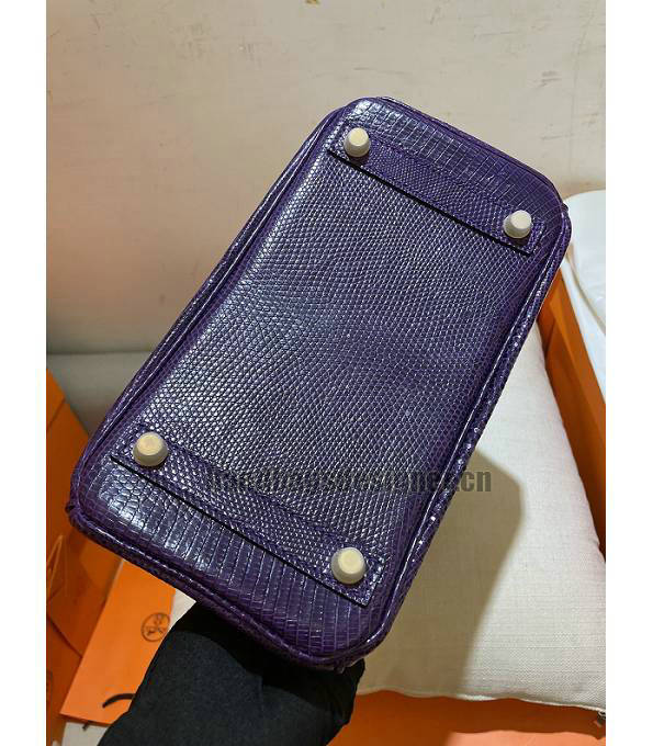 Hermes Birkin 25cm Bag Purple Real Lizard Leather Golden Metal-2