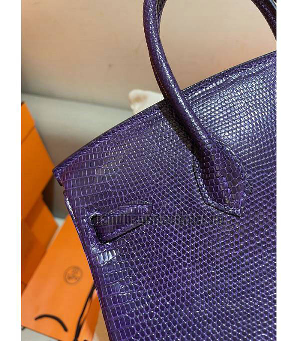 Hermes Birkin 25cm Bag Purple Real Lizard Leather Golden Metal-4