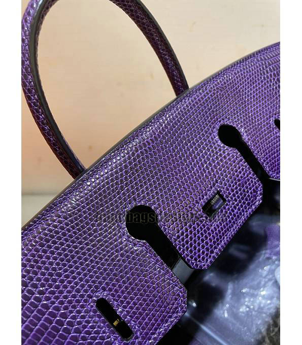 Hermes Birkin 25cm Bag Purple Real Lizard Leather Golden Metal-6