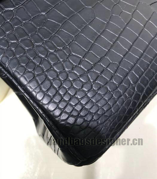 Hermes Birkin 25cm Black Real Croc Leather Golden Metal Top Handle Bag-2
