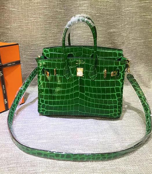 Hermes Birkin 25cm Green Croc Veins Leather Top Handle Bag