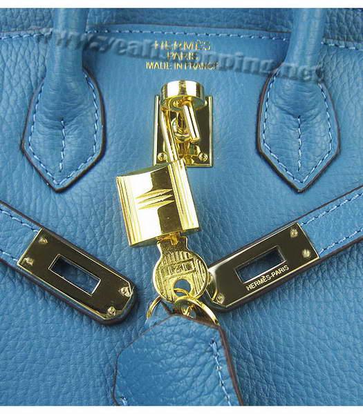 Hermes Birkin 25cm Middle Blue Togo Leather Golden Metal-6